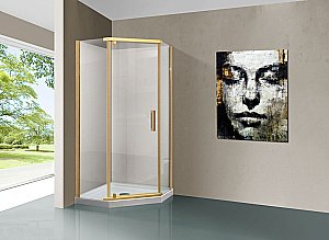 Душевой уголок Vincea Stresa VSP-1S100CLG 100x100 стекло прозрачное/профиль золото брашированное купить в интернет-магазине Sanbest