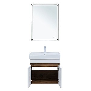 Тумба с раковиной Aquanet Оптима 60 344791+301803 дуб рустикальный/белый сатин для ванной в интернет-магазине Sanbest