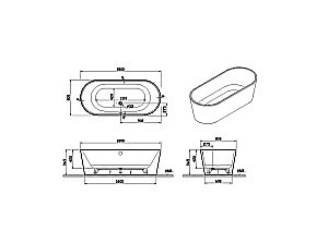Ванна акриловая Vitra Geo 180x80 отдельностоящая купить в интернет-магазине Sanbest