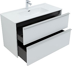 Тумба с раковиной Aquanet Вита 330474 100 белый матовый для ванной в интернет-магазине Sanbest