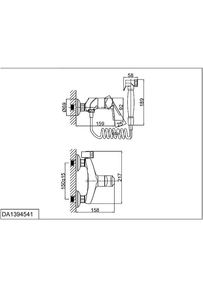 Гигиенический душ D&K Rhein Marx DA1394541 купить в интернет-магазине сантехники Sanbest