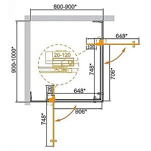 Душевой уголок Cezares Slider 90x100 AH-2-80/90-90/100-C-GM стекло прозрачное/профиль матовая оружейная сталь купить в интернет-магазине Sanbest