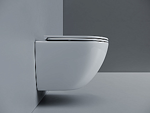 Унитаз подвесной Ceramica Nova Alba CN11005T белый, безободковый, с крышкой микролифт, слив торнадо купить в интернет-магазине Sanbest