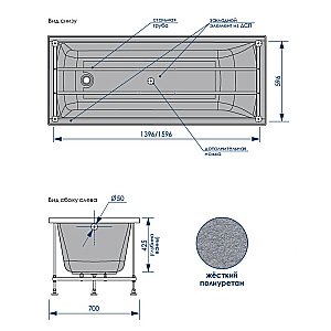Ванна акриловая Loranto Milton CS00063081 150х70 белая купить в интернет-магазине Sanbest