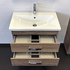 Тумба с раковиной Comforty Никосия 00-00008855 70 дуб темный для ванной в интернет-магазине Sanbest