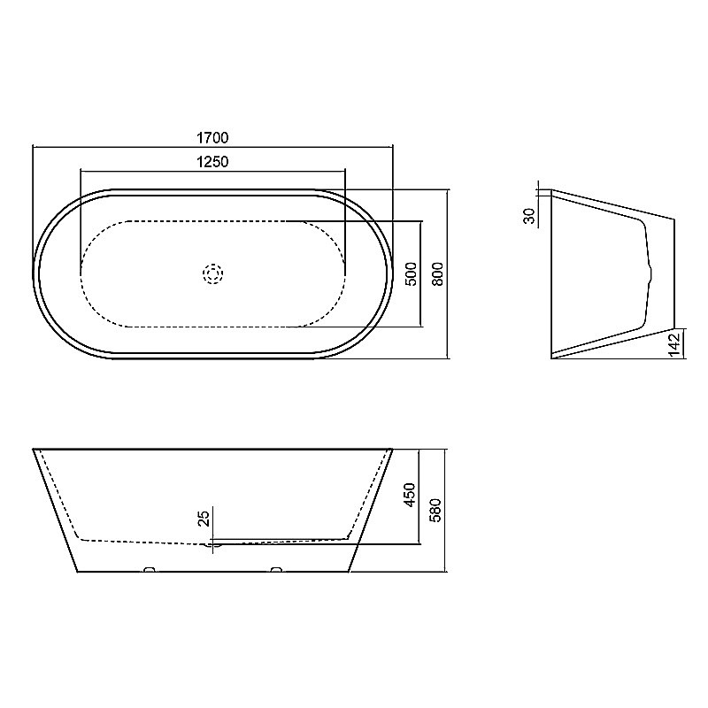 Ванна Azario RICH 170х80 AZ-6605-17080 белая купить в интернет-магазине Sanbest