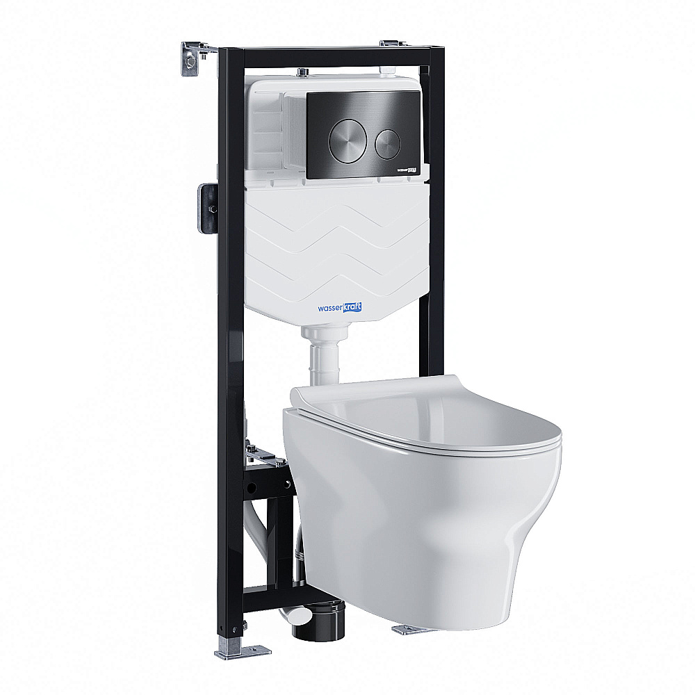 Унитаз WasserKraft Aller 10TLT.010.ME.GR02.H001 белый глянцевый, с крышкой микролифт, с инсталляцией, безободковый купить в интернет-магазине Sanbest