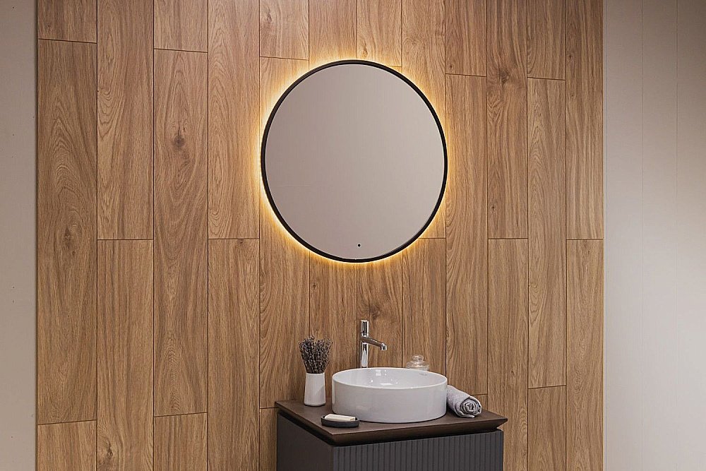 Зеркало Art&Max ASTI AM-Ast-800-DS-FNC-Nero в ванную от интернет-магазине сантехники Sanbest