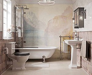 Унитаз с низким бачком Burlington Guild безободковый, белый/хром купить в интернет-магазине Sanbest