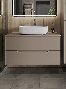 Тумба с раковиной Orange Line 100 Li-100TuLMDF+B07-540W латте/белый для ванной в интернет-магазине Sanbest