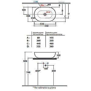 Раковина накладная Globo T-Edje 54 B6O54.BI*0 белая купить в интернет-магазине Sanbest