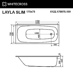Гидромассажная ванна WhiteCross Layla Slim 170x75 SOFT хром купить в интернет-магазине Sanbest
