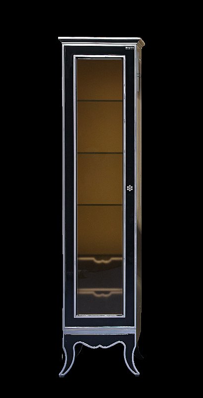 Пенал напольный Misty Анжелика 40 чёрный с серебром для ванной в интернет-магазине сантехники Sanbest