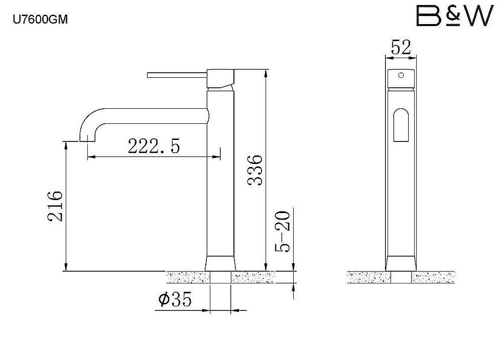 Смеситель для раковины Black&White UNIVERSE U7600GM темно-серый купить в интернет-магазине сантехники Sanbest