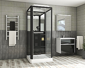 Душевая кабина Grossman Alba 90х90 GR221 стекло прозрачное/профиль черный матовый купить в интернет-магазине Sanbest