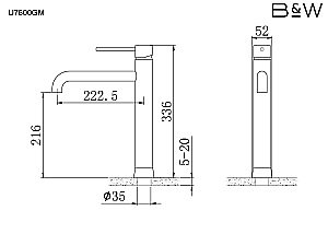 Смеситель для раковины Black&White UNIVERSE U7600GM темно-серый купить в интернет-магазине сантехники Sanbest