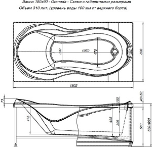 Акриловая ванна Aquanet Grenada 203973 180x90 купить в интернет-магазине Sanbest