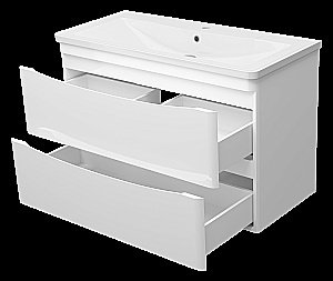 Тумба с раковиной Misty Атлантик -100 П-Атл-01100-011П2Я белая для ванной в интернет-магазине Sanbest