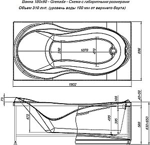 Акриловая ванна Aquanet Grenada 203973 180x90 купить в интернет-магазине Sanbest