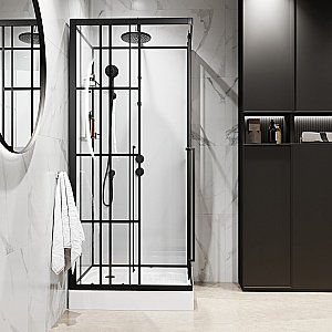 Душевая кабина Niagara Standart ST90/15Q/KL/BKT 90х90 стекло прозрачное/профиль черный матовый купить в интернет-магазине Sanbest