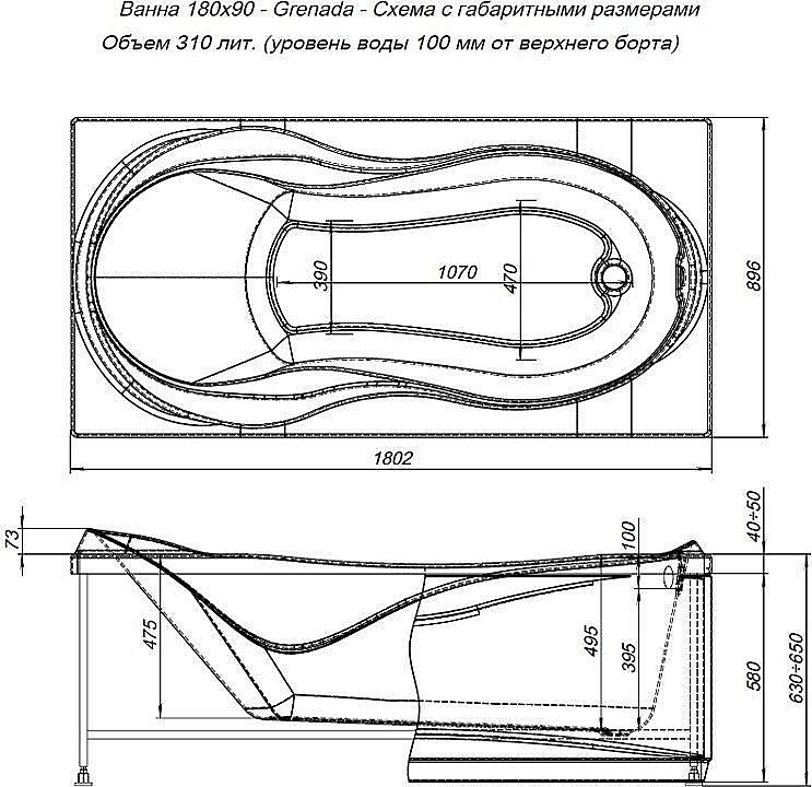 Акриловая ванна Aquanet Grenada 203973 180x90 купить в интернет-магазине Sanbest