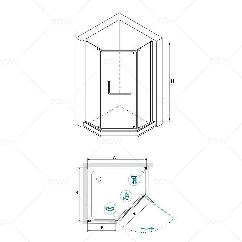 Душевой уголок RGW Hotel HO-081B 100x100 купить в интернет-магазине Sanbest
