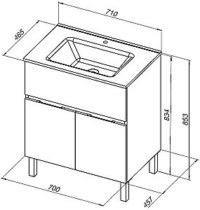 Тумба с раковиной Aquanet Алвита New 303901 70 белый матовый для ванной в интернет-магазине Sanbest