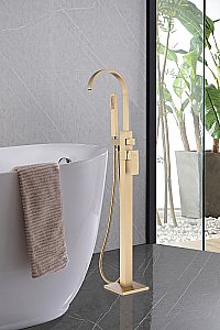 Смеситель для ванны Abber Wasserfall AF8615G золото матовое купить в интернет-магазине сантехники Sanbest