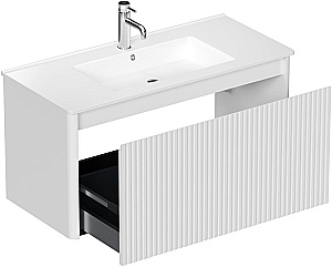 Тумба с раковиной и столешницей Allen Brau Gravity 100 1.370018.WM белая матовая для ванной в интернет-магазине Sanbest