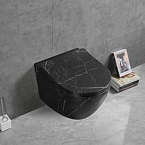 Унитаз подвесной CeruttiSpa Sella Aria Tornado MMB CT9531 безободковый, смыв торнадо, с крышкой микролифт, мрамор черный матовый купить в интернет-магазине Sanbest