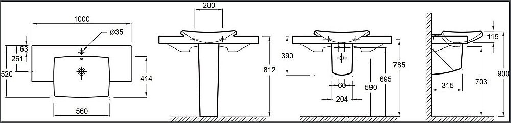 Раковина Jacob Delafon ESCALE 100 E1280-00 белая купить в интернет-магазине Sanbest