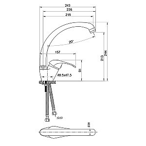 Смеситель для кухни Olive's LERIDA 08430-1LR хром купить в интернет-магазине сантехники Sanbest