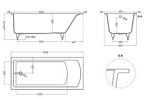 Ванна Salini Cascata S-Sense 180х80 104213G белая купить в интернет-магазине Sanbest