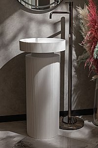 Раковина Boheme Corian 40 801-R-MW+801-Base-Rib белая матовая/белый матовый купить в интернет-магазине Sanbest