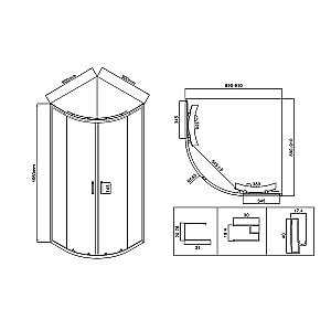 Душевой уголок Vincea City VSQ-5CT900CLB 90х90 стекло прозрачное/профиль черный купить в интернет-магазине Sanbest