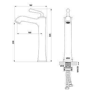 Смеситель для раковины высокий WONZON & WOGHAND STEAM, Темный графит (WW-88239008-BGM) купить в интернет-магазине сантехники Sanbest