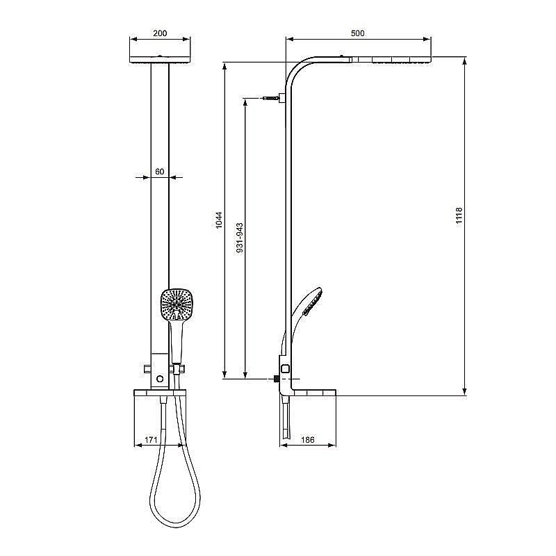 Душевая система Ideal Standard IdealRain Cube B0399AA купить в интернет-магазине сантехники Sanbest
