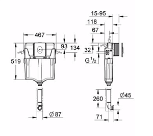 Смывной бачок скрытого монтажа GROHE GD2 38895000 купить в интернет-магазине сантехники Sanbest