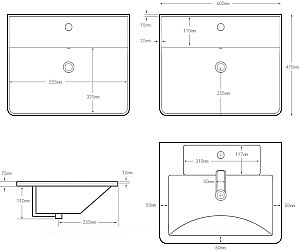 Тумба с раковиной Aquanet Вега 60 344121+329247 белая глянцевая для ванной в интернет-магазине Sanbest