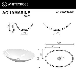 Раковина накладная WhiteCross AQUAMARINE 56 0715.056035.100 белая купить в интернет-магазине Sanbest
