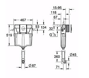Смывной бачок скрытого монтажа GROHE GD2 38895000 купить в интернет-магазине сантехники Sanbest