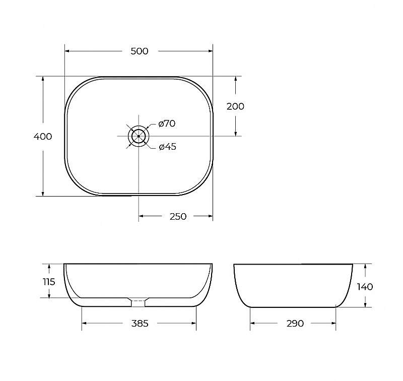 Раковина накладная Belbagno 50 BB1302 белая купить в интернет-магазине Sanbest