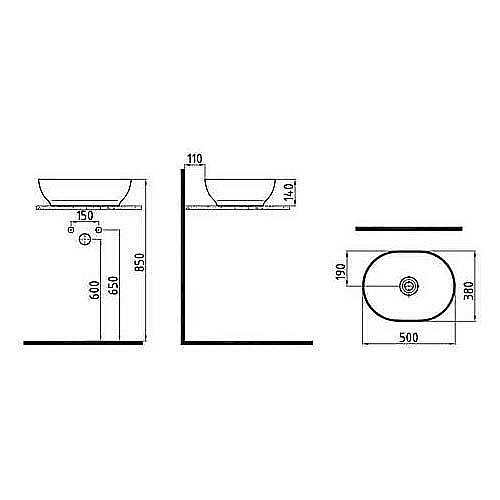 Раковина накладная Bien Motto 50 MTLG05001FD0B7000 черная матовая купить в интернет-магазине Sanbest