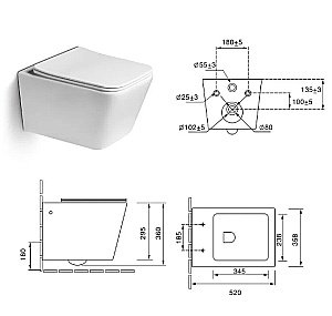 Унитаз подвесной с функцией биде SantiLine SL-5004MB-BD черный матовый, безободковый, с крышкой микролифт купить в интернет-магазине Sanbest