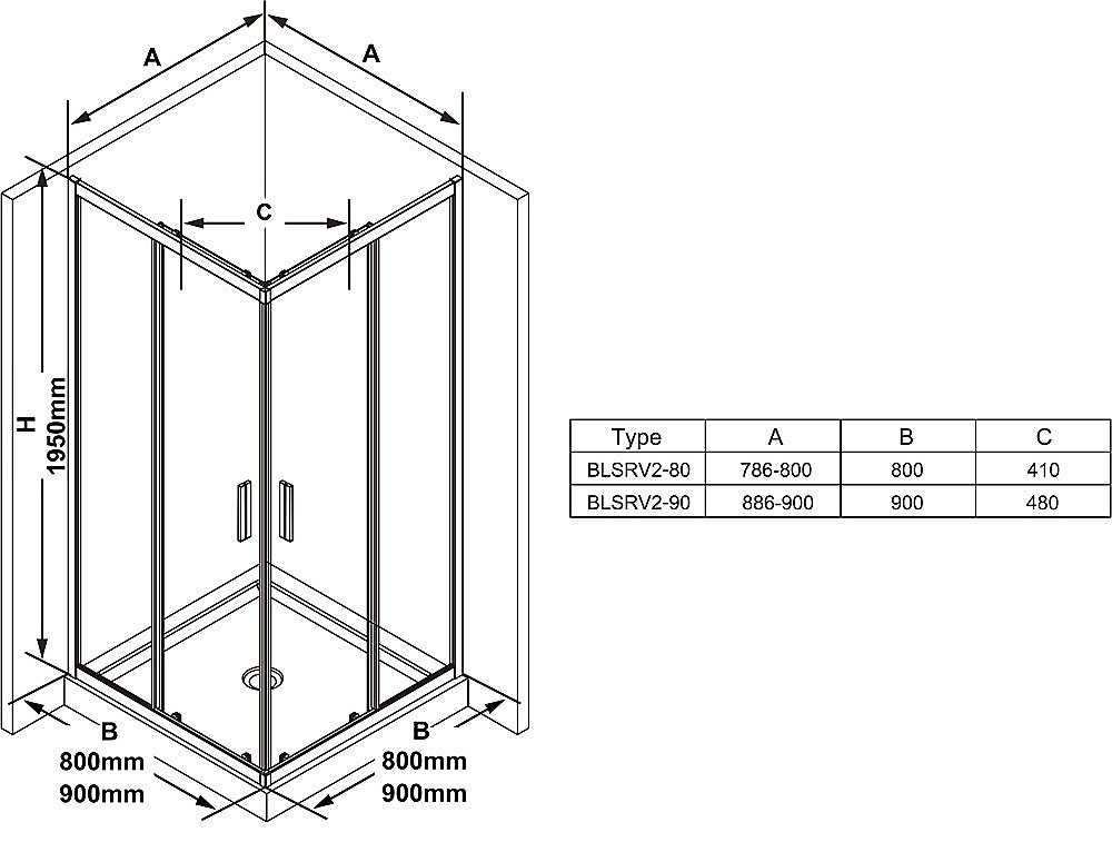 Душевой уголок Ravak BLIX SLIM BLSRV2 80x80 черный/Transparent купить в интернет-магазине Sanbest