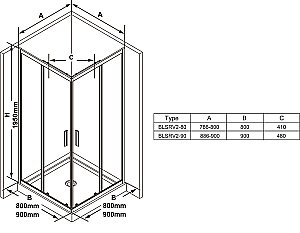 Душевой уголок Ravak BLIX SLIM BLSRV2 80x80 черный/Transparent купить в интернет-магазине Sanbest