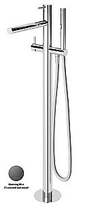 Смеситель напольный для ванны и душа Cezares LEAF-VDP-L-MM Стальной матовый купить в интернет-магазине сантехники Sanbest