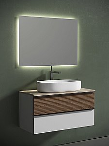 Тумба с раковиной Sancos DELTA 100 со столешницей, дуб светлый/белая для ванной в интернет-магазине Sanbest