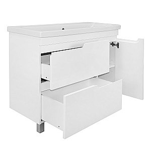 Тумба с раковиной Loranto KANTRI CS00097259 100/2Н раковина Фостер 100, белый глянец для ванной в интернет-магазине Sanbest