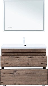 Тумба с раковиной Aquanet Нота New 100 344148+284116 дуб веллингтон табак для ванной в интернет-магазине Sanbest